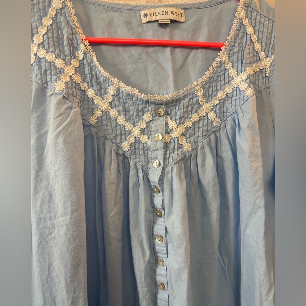 Eileen West Blue Poetic Cotton Long Sleeve Ballet Nightgown Size M Medium - Picture 3 of 8